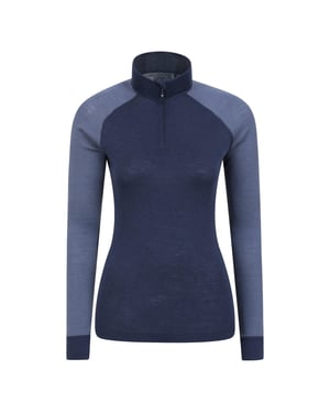 Mountain Warehouse Dames Merino Wol Zip Neck Thermo Top (Navy)