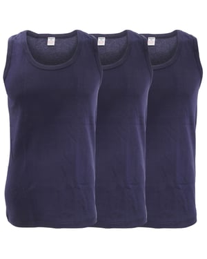 FLOSO Mens Interlock Single Vest (Pack Of 3) (Navy)