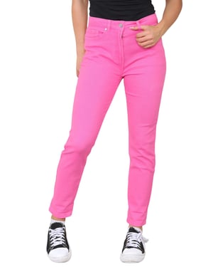 M&Co Womens High Rise Tapered Straight Leg Mom Jeans in Pink