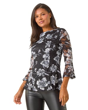 Floral Lace Stretch Top