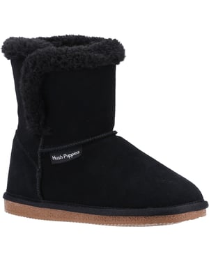 Hush Puppies Womens/Ladies Ashleigh Suede Slipper Boots (Black)