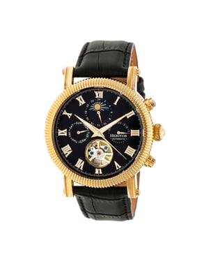 Heritor automatisch Winston semi-skelet lederen band horloge