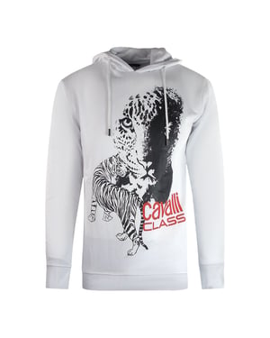 Cavalli Class Large Tiger Logo Vit huvtröja