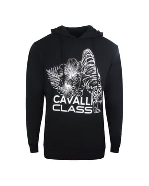 Cavalli Class Floral Logo Svart Hoodie