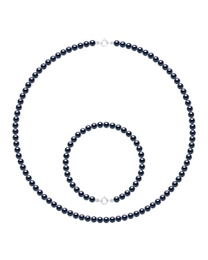 Set Necklace Bracelet is made up of : Necklace of Real Cultured Freshwater Pearls Round 4-5 mm