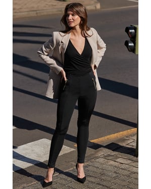 Black Body-Sculpting Bandage Leggings