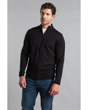 Black Funnel Neck Zip-Through Cardigan