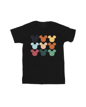 Disney Jongens Mickey Mouse Hoofden Vierkant T-shirt (Zwart)