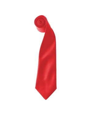 Premier Kleuren Heren Satin Clip Tie (Pakket van 2) (Aardbeienrood)