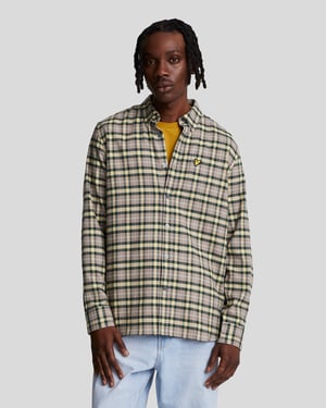 Mens Check Flannel Shirt in Green