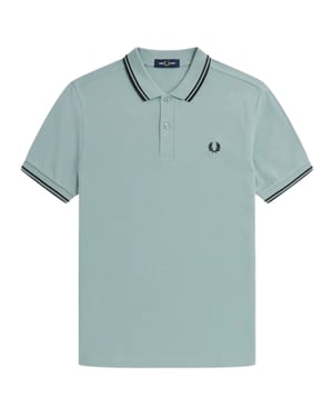 Fred Perry zwart lichtblauw poloshirt met dubbele getipte kraag