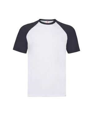 Fruit of the Loom Kortärmad baseball T-shirt för män (Vitt/djupt marinblått)
