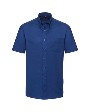 Russell Collection Mens Oxford Easy-Care Short-Sleeved Shirt (Bright Royal Blue)