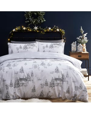 Delicate Snowy Forest Midwinter Toile Duvet Cover Set