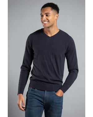 Navy V-Neck Long Sleeve Jumper