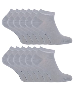 12 Pair Multipack Mens Bamboo Trainer Socks | Breathable Socks - Grey