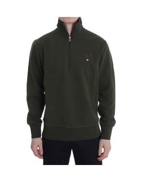 Aeronautica Militare Groene Katoen Stretch Half Rits Trui