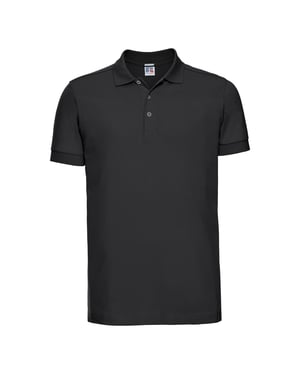 Russell Mens Stretch Short Sleeve Polo Shirt (Black)