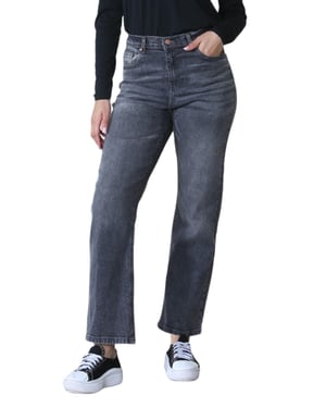MYT Dames Wide Leg High Waisted Jeans in Zwart