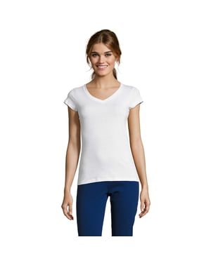 SOLS Dames/Dames Maan V Hals T-shirt (Wit)