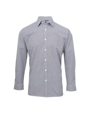 Premier Herenmicrocheck shirt met lange mouwen (Marine / Wit)