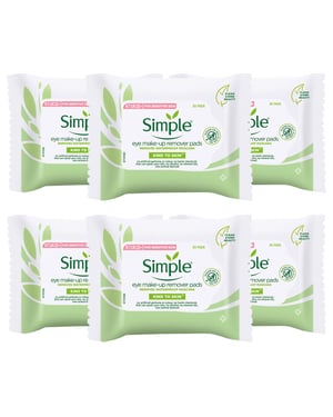 Simple Kind to Skin Eye Make-Up Remover Pads with Pro-vitamin B5, 6x 30 Pads