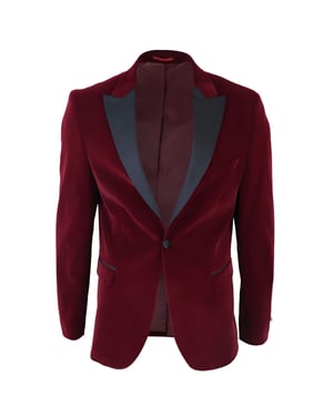 Heren bordeaux fluwelen diner smoking colbert blazer