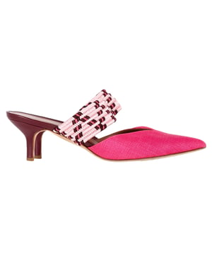 Malone Souliers Woven Maisie Sandals in Pink Raffia