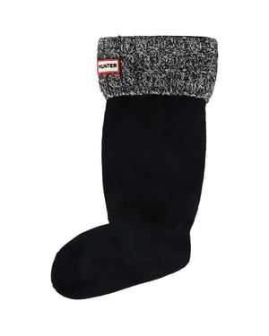 Hunter 6 Stitch Kabelstickade Svarta Höga Stövelstrumpor