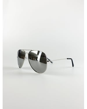 Silver Classic Pilot Aviator Sunglasses with Mirrored Lens