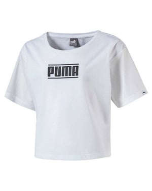 Puma Kids Style Tee Meisjes Cropped Top T Shirt Wit 594963 02 RW85