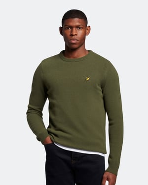 Lyle & Scott Rundhalsad Lammullströja i Oliv