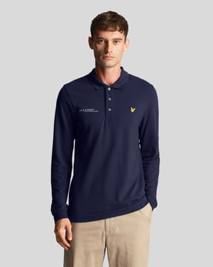 Lyle & Scott marineblauw gecoordineerd logo-poloshirt met lange mouwen