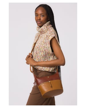 Little Kristin' Dark Tan & Conker Brown Leather Shoulder Bag