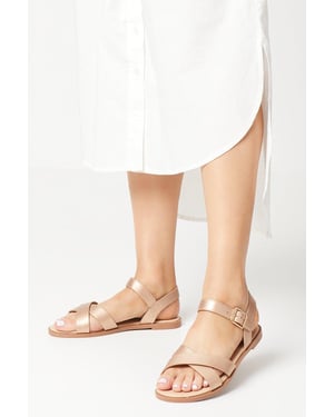 Wide Fit Florence Cross Strap Flat Sandals