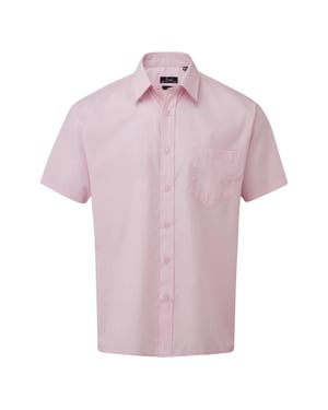 Premier Mens Short Sleeve Poplin Shirt (Pink)