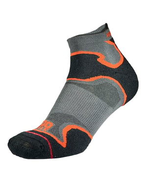 1000 Mile - Mens Double Layer Fusion Ankle Running Padded Socks - Black / Orange