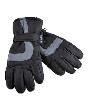 Kids Thinsulate Ski Gloves for Winter | THMO | Waterproof Fleece Lined Thermal Warm Ski Gloves for Boys - Black