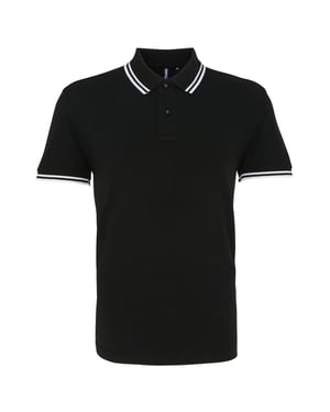 Asquith & Fox Mens Classic Fit Tipped Polo Shirt (Black/ White)