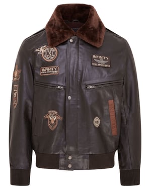 Mens Brown Leather US Air Force Bomber Jacket- Lieksa