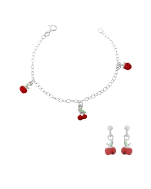 Orphelia 'Apple' Child's 925 Sterling Silver Set: Bracelet + Earrings - Silver SET-7149/1