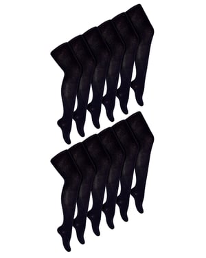12 par multipack skoluniformsstrumpbyxor för flickor | Sock Snob | Mjuka och bekväma, enfärgade, ogenomskinliga strumpbyxor för barn - Svart