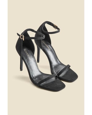 Black Square Toe Barely There Sandals