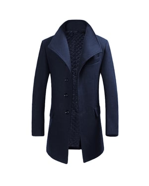 Allthemen Ullrock för män Vinter Business Slim fit Lapel Coat Marinblå