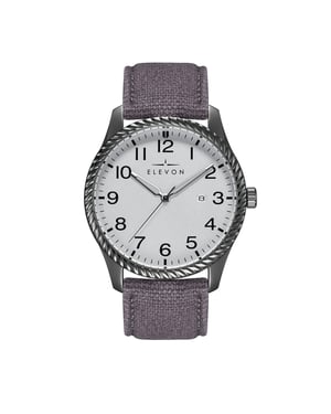 Elevon Crosswind-horloge met leren band en canvasbekleding met datum