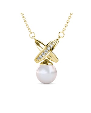 Collier Chris Pearl - Doré och Cristal