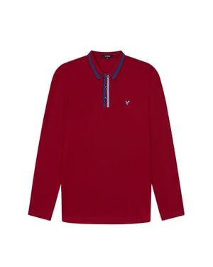D-Rock Mens Long Sleeve Polo Shirt with Dual-Stripe Collar