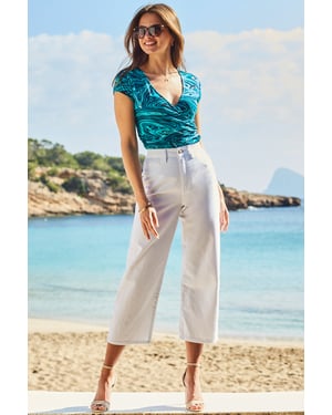 White Denim Culotte Jeans