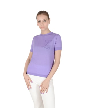 Crown Of Edinburgh Cashmere Short Sleeve Art 003 Lilac Letter L