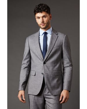 Mid Grey Sharkskin Slim Fit Suit Jacket